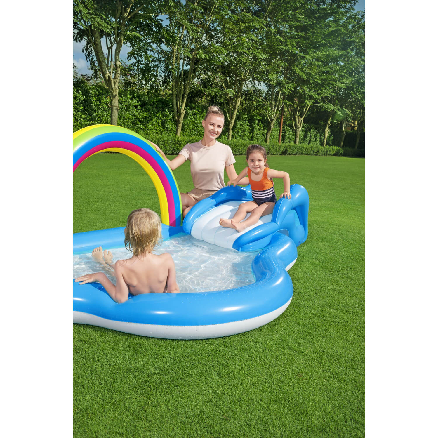 PISCINA Y JUEGOS INFLABLE BESTWAY 53092 ARCOIRIS 2.57MX1.45MX91 CM - 6
