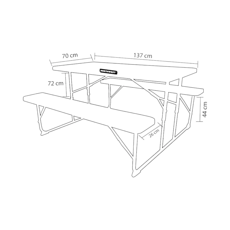 SET MESA Y BANCOS PLEGABLES 137X70X72CM DISEÑO MADERA NORTHWEST - 5