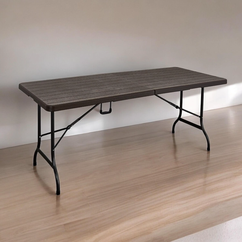 MESA PLEGABLE RECTANGULAR DISEÑO MADERA 180X74 CAFE  NORTHWEST - 5