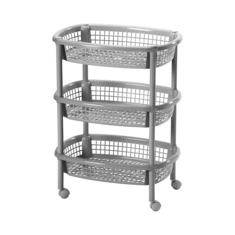 CANASTA MOVIL OVALADA GRIS METALIZADO 54.5X39.2X71.5 RIMAX - 4
