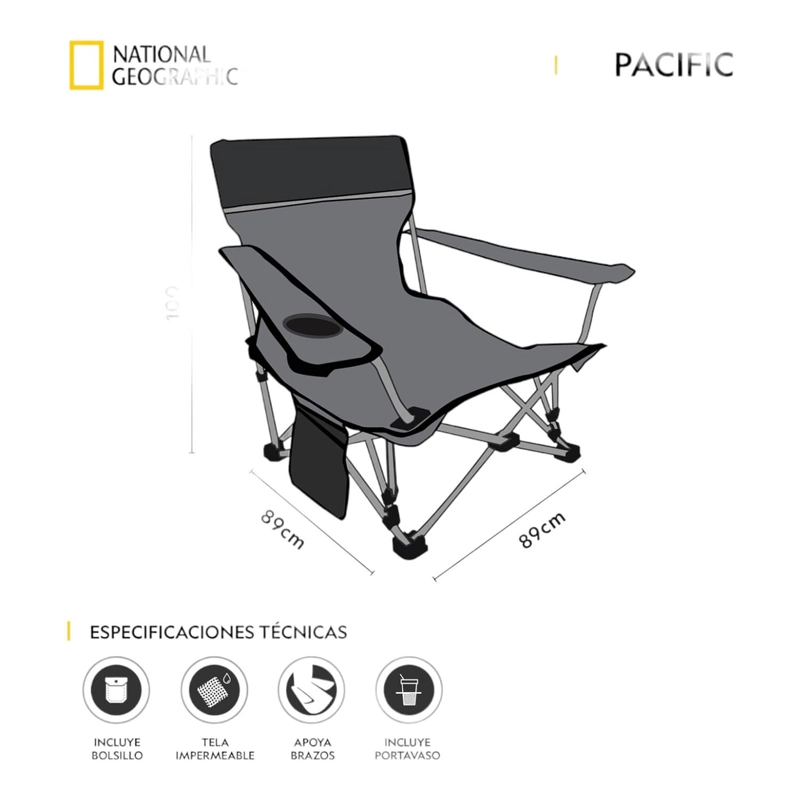SILLA PLEGABLE CON APOYA BRAZOS PACIFIC NATIONAL GEOGRAPHIC - 2