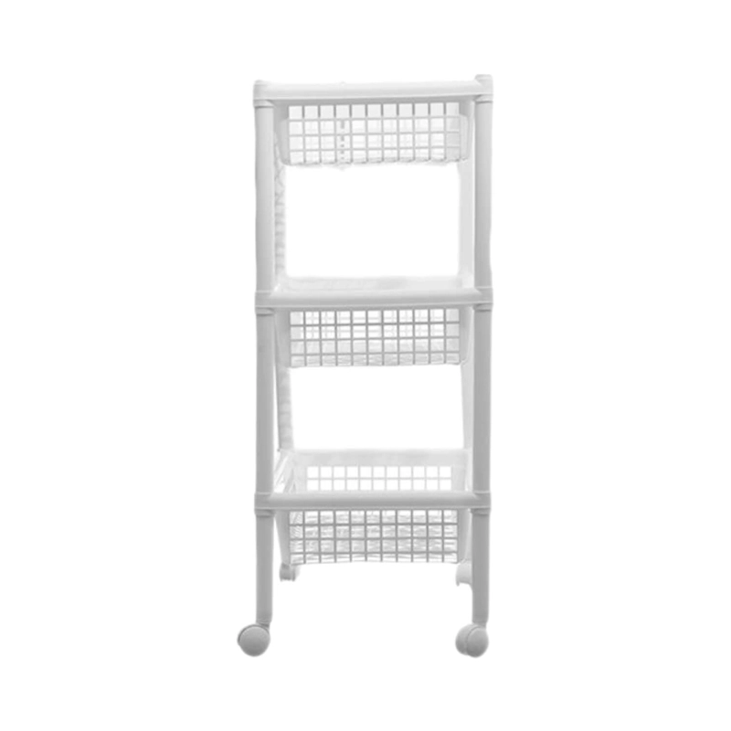CARRO VERDULERO PLASTICO BLANCO 3 CANASTOS 45X31X72 CM RIMAX - 4