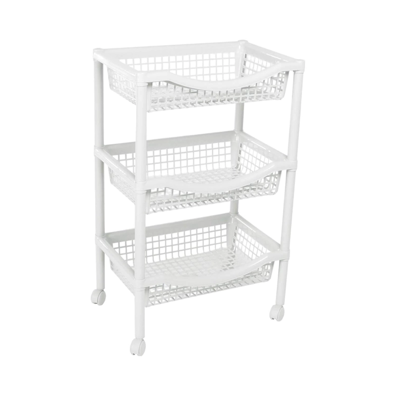 CARRO VERDULERO PLASTICO BLANCO 3 CANASTOS 45X31X72 CM RIMAX - 5