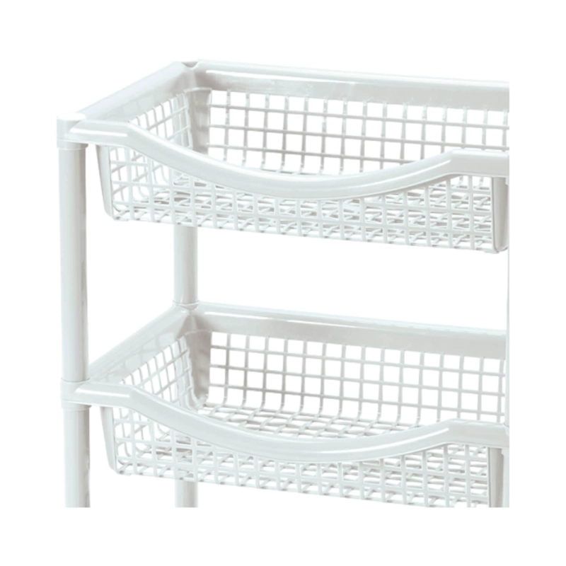 CARRO VERDULERO PLASTICO BLANCO 3 CANASTOS 45X31X72 CM RIMAX - 6