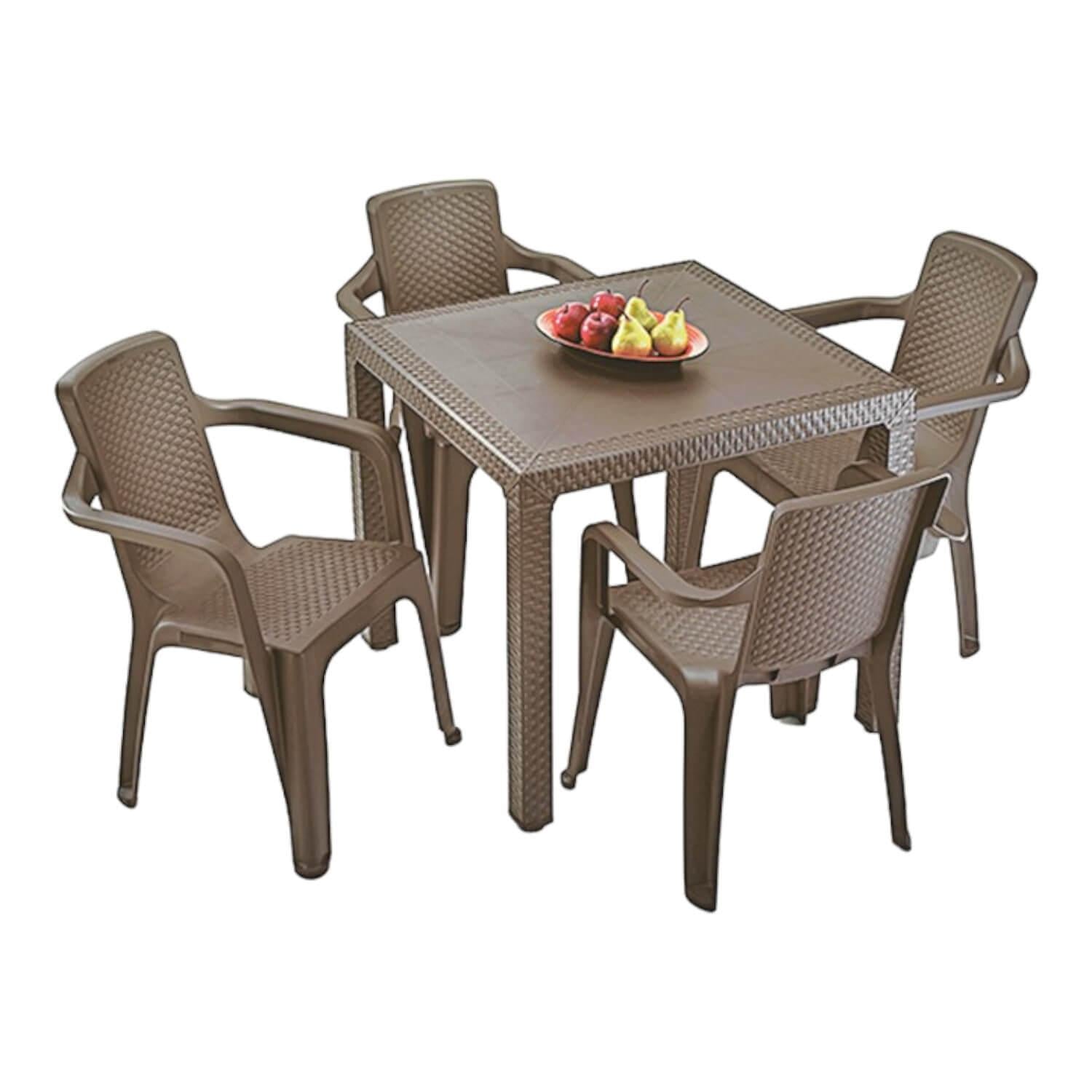 MESA RIMAX RX7804 PLASTICO CAFÉ 80X80 CM ETERNA - 5