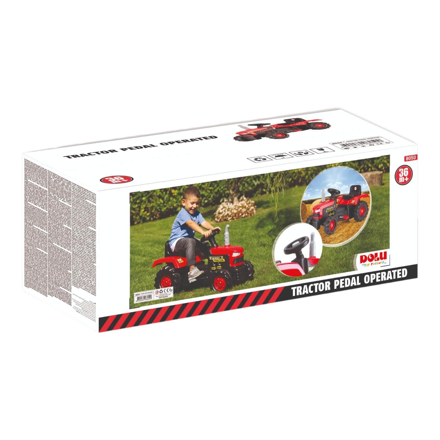 TRACTOR CON PEDALES ROJO 83X45X53 CMS DOLU - 2