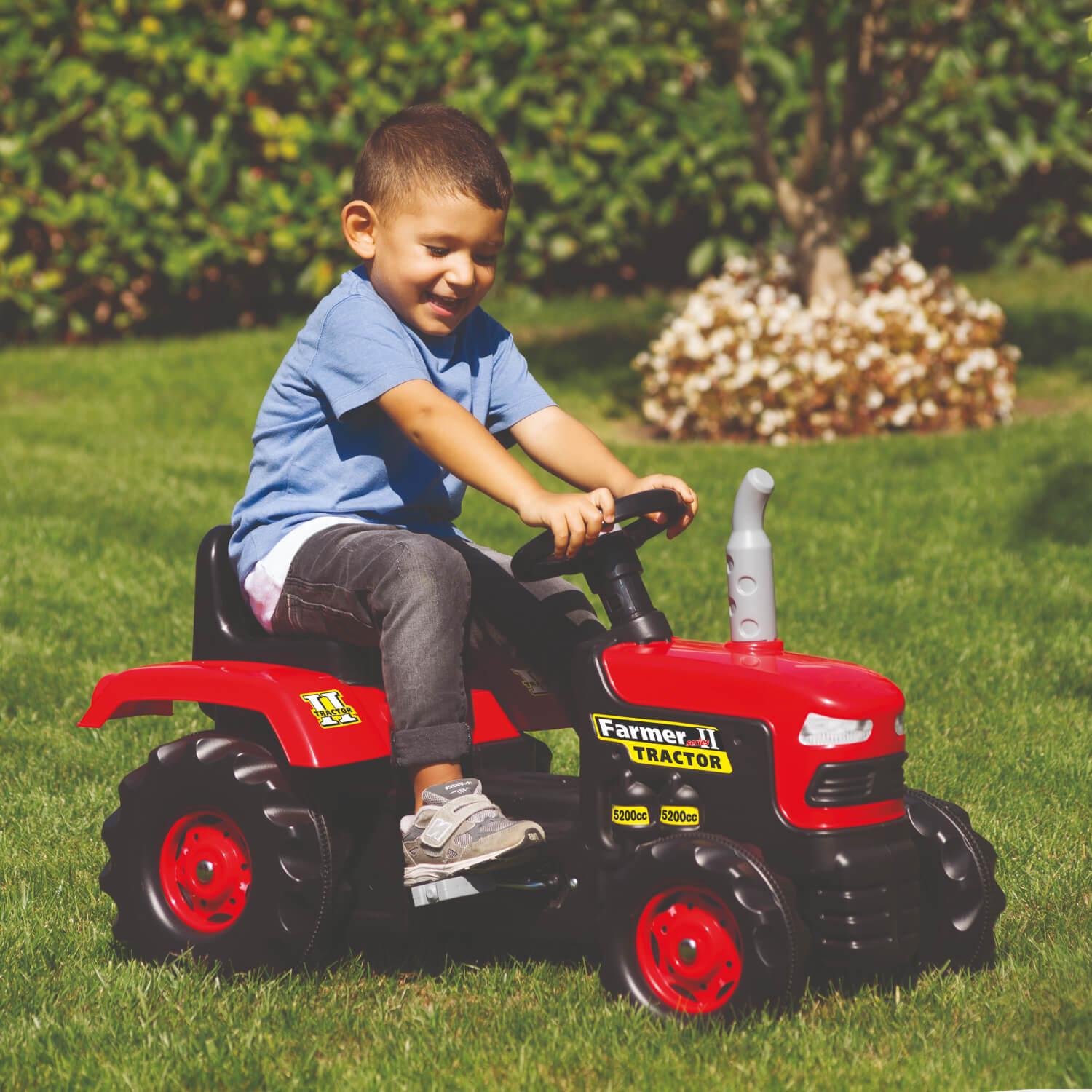 TRACTOR CON PEDALES ROJO 83X45X53 CMS DOLU - 3