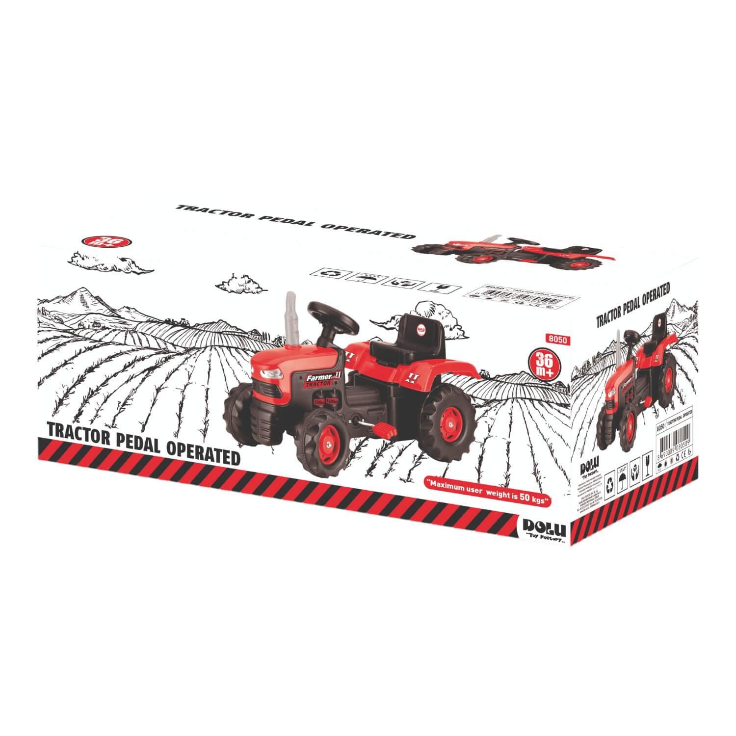 TRACTOR CON PEDALES ROJO 83X45X53 CMS DOLU - 4