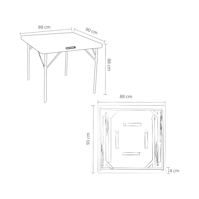 MESA PLEGABLE NORTHWEST NW-102 CUADRADA 88 CM - 3