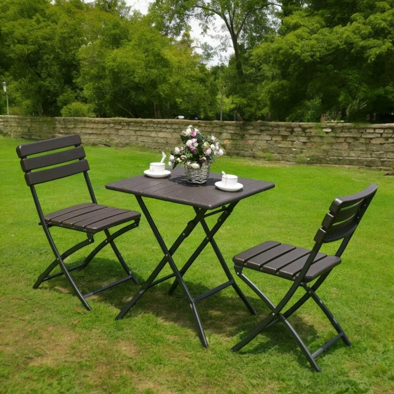 SET NORTHWEST NW-SAK62 2 SILLAS + MESA CUADRADA PLEGABLE 61X73 CAFÉ - 3