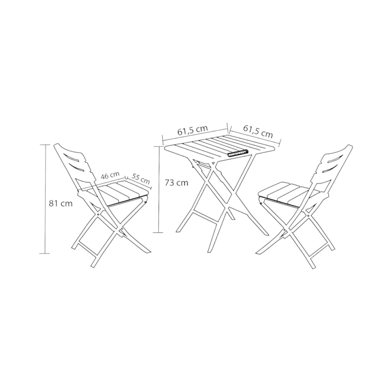 SET NORTHWEST NW-SAK62 2 SILLAS + MESA CUADRADA PLEGABLE 61X73 CAFÉ - 5