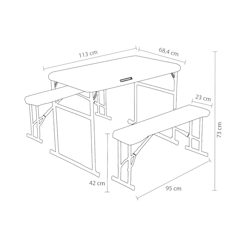 SET NORTHWEST NW-SET MESA Y BANCOS PLEGABLES 113X68.5X73CM BLANCA - 5