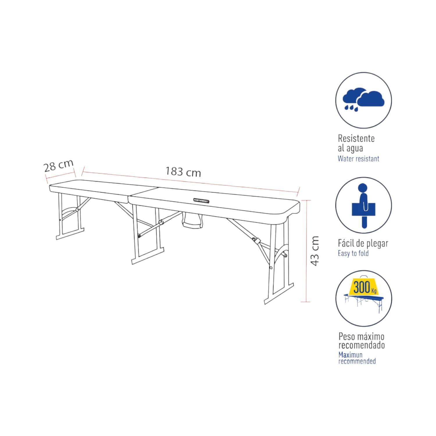 BANCA NORTHWEST NWG-180 PLEGABLE BLANCO - 2