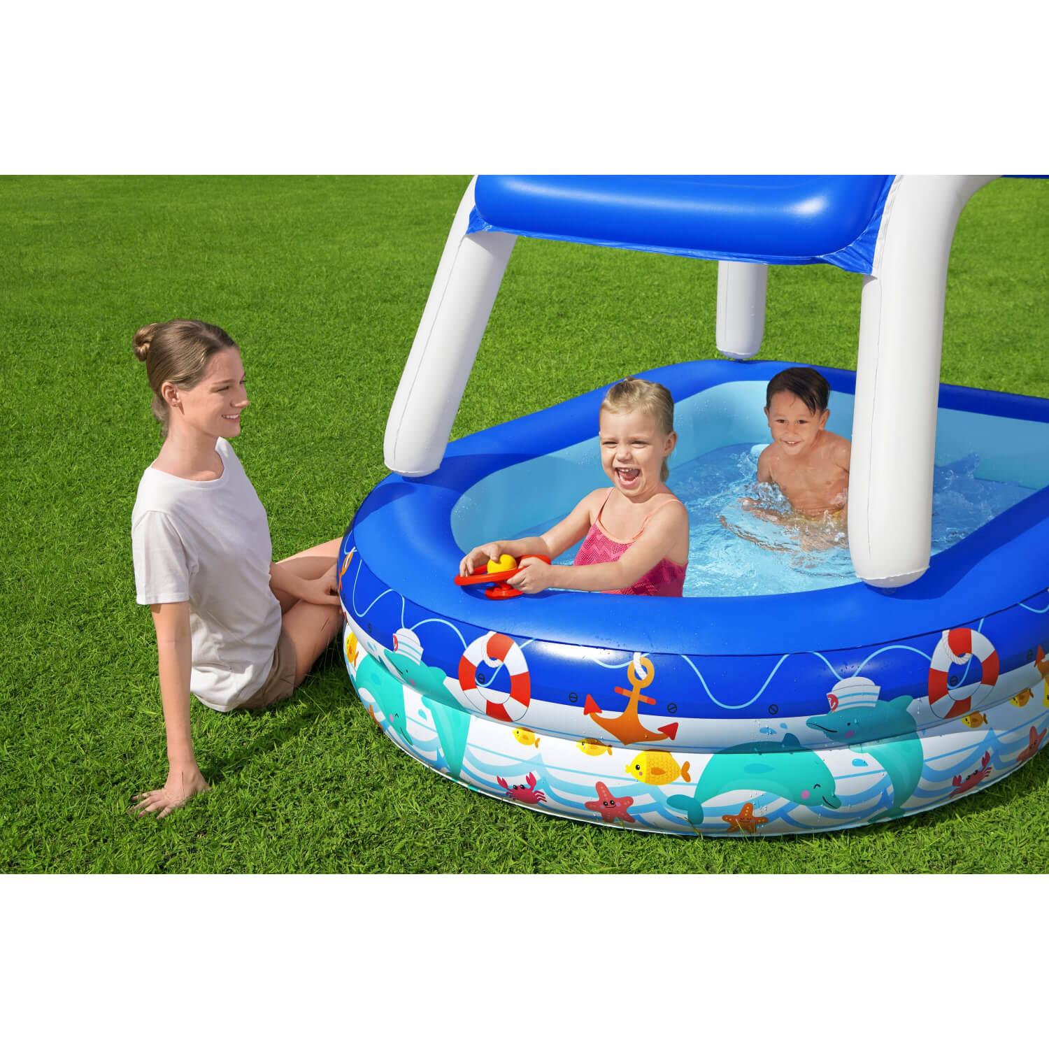 PISCINA INFLABLE BESTWAY 54370 CON TOLDO DESMONTABLE 213X155X132 CM - 3