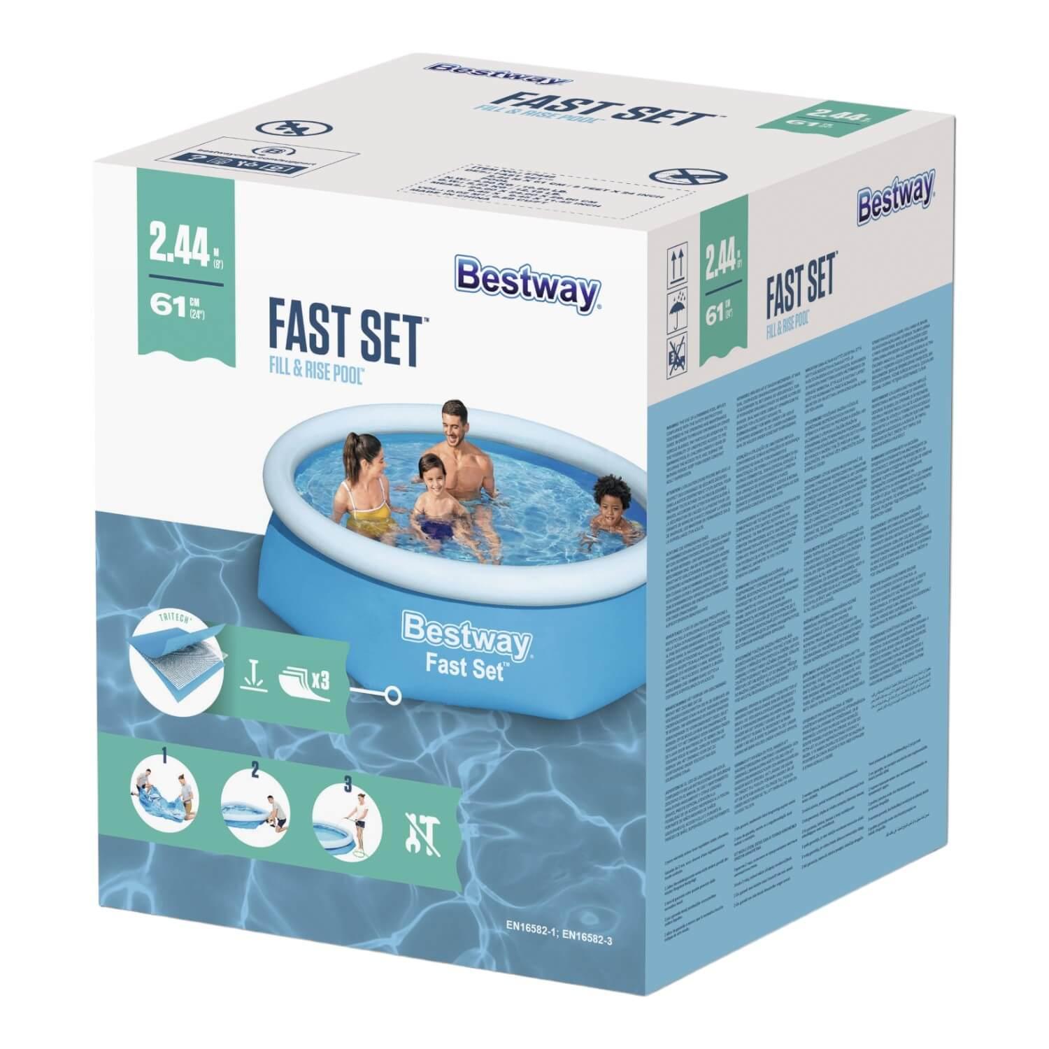 PISCINA BESTWAY REDONDA FACIL ARMADO 2.44MX61CM AZUL - 3