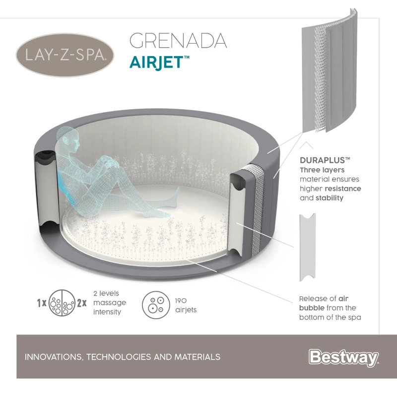 HOT TUB BESTWAY 60135 71X236 CM SPA INFLABLE GRENADA 8 PERSONAS - 3