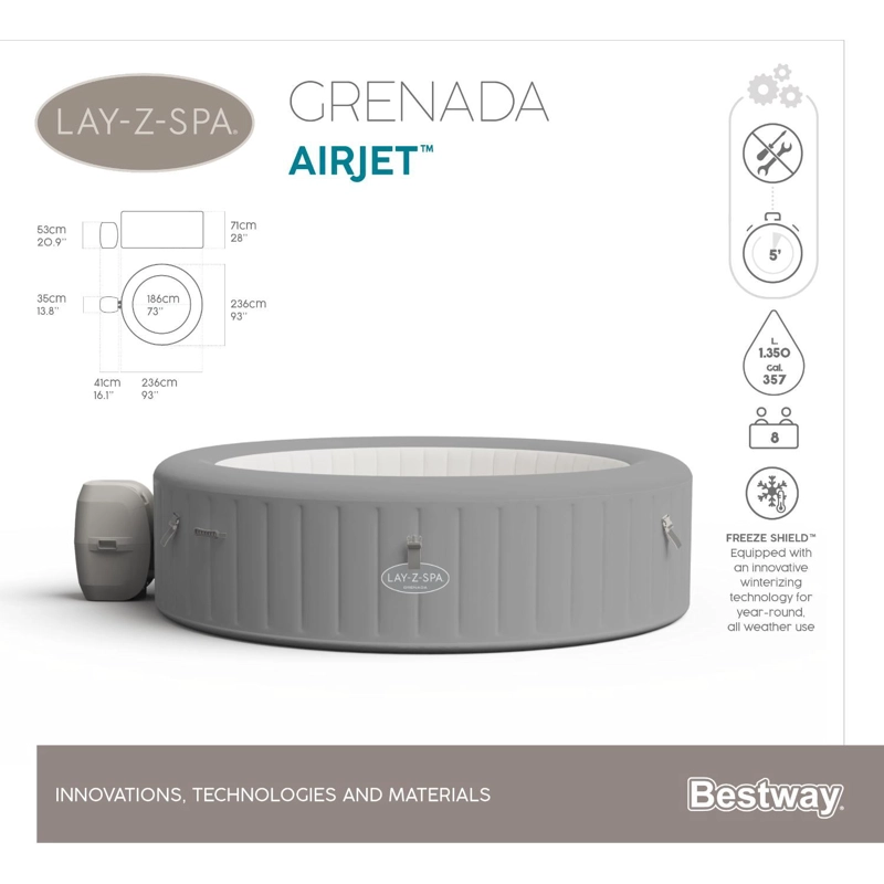 HOT TUB BESTWAY 60135 71X236 CM SPA INFLABLE GRENADA 8 PERSONAS - 4