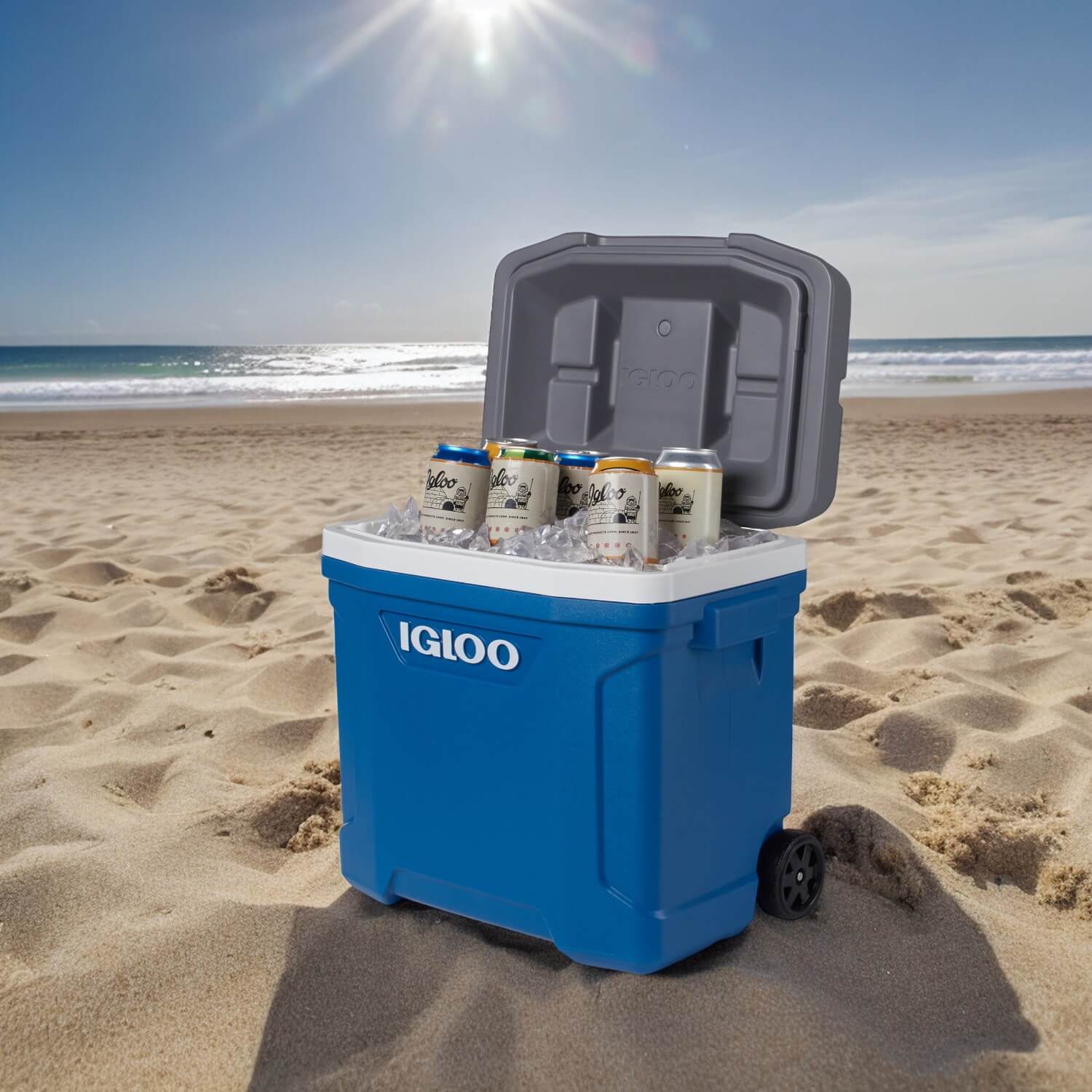 COOLER IGLOO NEVERA HIELERA LATITUDE RUEDAS AZUL 28 LITROS IG34658 PVC - 8