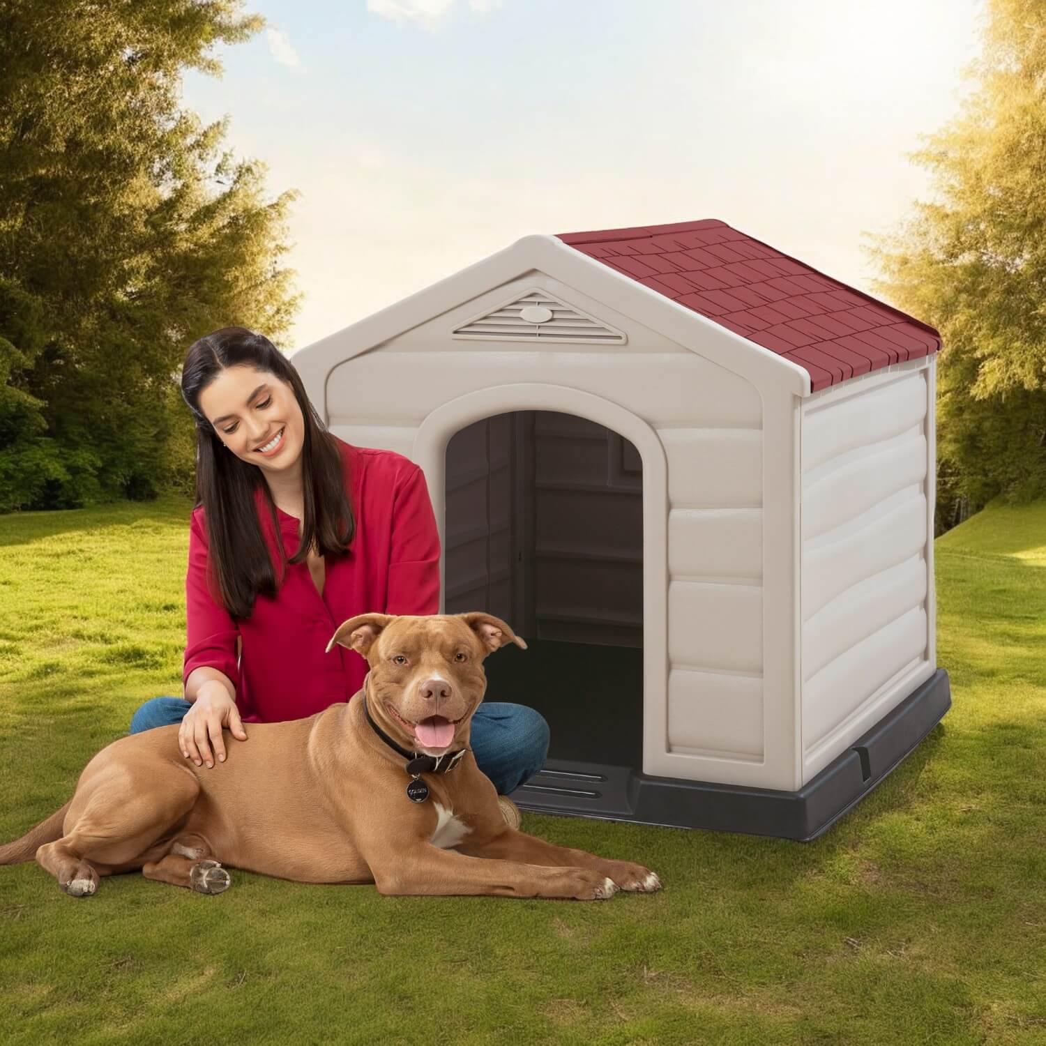 CASA PERRO RX12700 RIMAX GRANDE TECHO ROJO 92X90X89 CM - 2