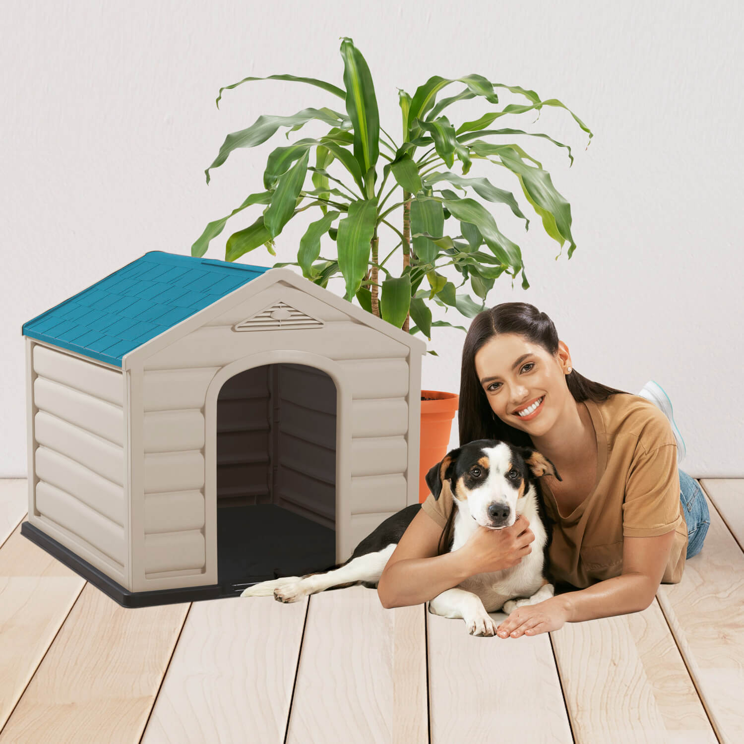 CASA PERRO RX12955 RIMAX PEQUEÑA TECHO AZUL 68X61X58 CM - 3