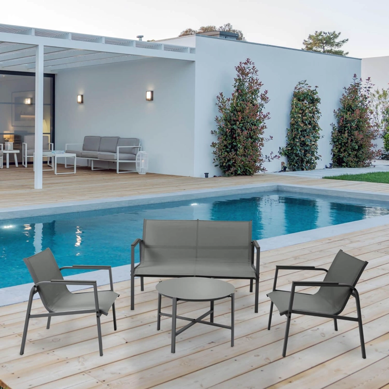JUEGO SET TERRAZA NORTHWEST NW-SM01 LIBRE DISPOSICIÓN GRIS PORTOFINO 4 PIEZAS CON COJIN - 4
