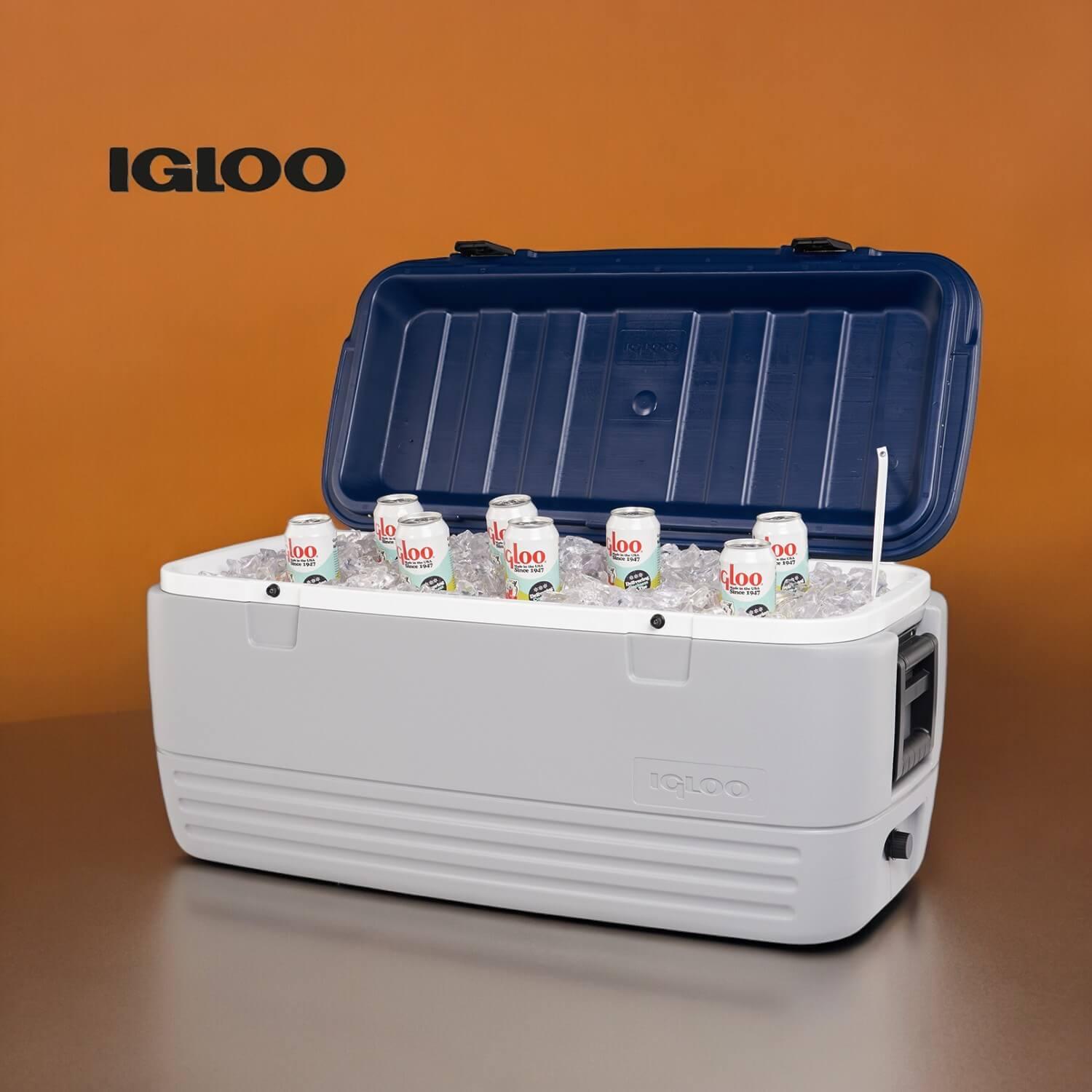 COOLER IGLOO NEVERA HIELERA MAXCOLD GRIS 113 LITROS AZUL IG49007 - 3
