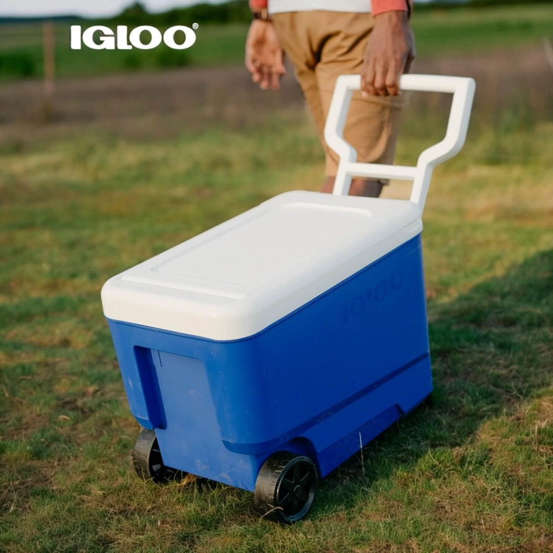COOLER IGLOO NEVERA HIELERA CON RUEDAS WHEELIE AZUL 36LITROS IG34694 - 3