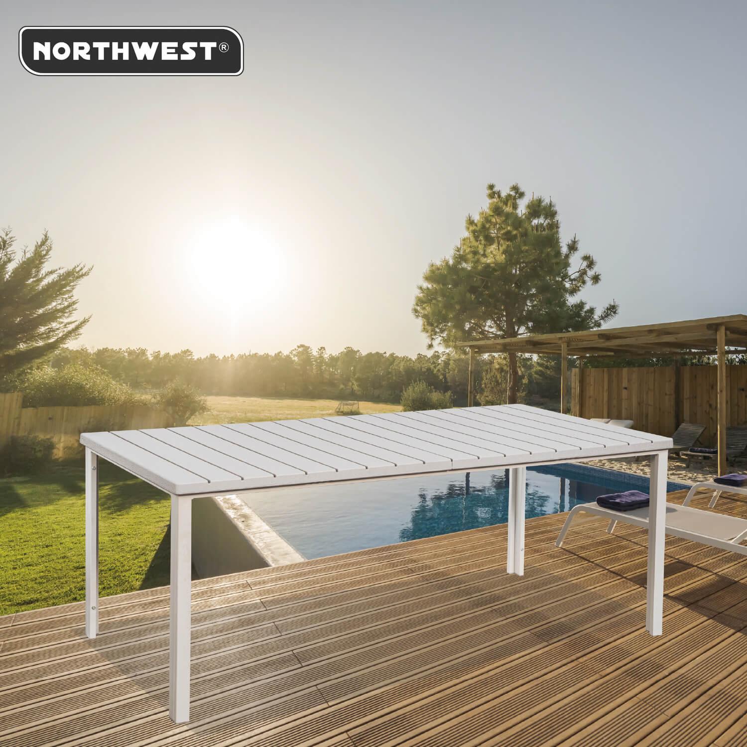 MESA TERRAZA NORTHWEST NW-DM05 POLYWOOD IMPERMEABLE 180X90CM BLANCO ACERO - 3