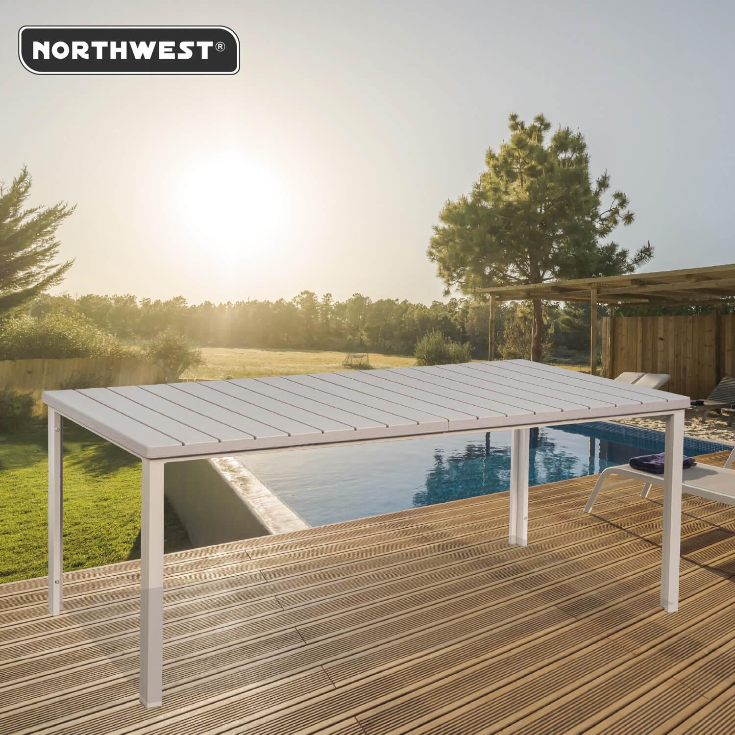 MESA TERRAZA NORTHWEST NW-DM04 POLYWOOD IMPERMEABLE 180X90CM BEIGE ACERO - 3