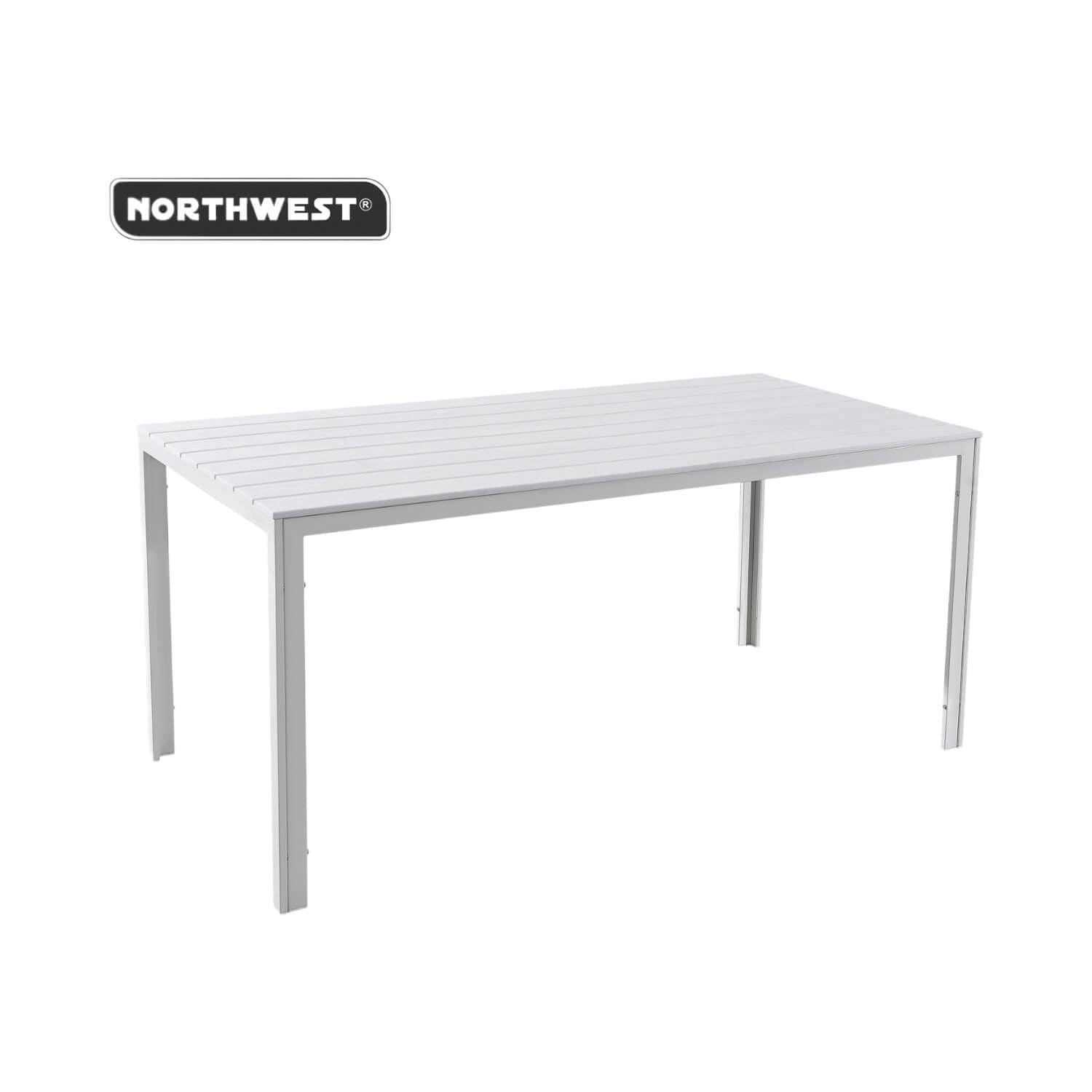 MESA TERRAZA NORTHWEST NW-DM02 POLYWOOD IMPERMEABLE 156X78CM BLANCO ACERO - 3