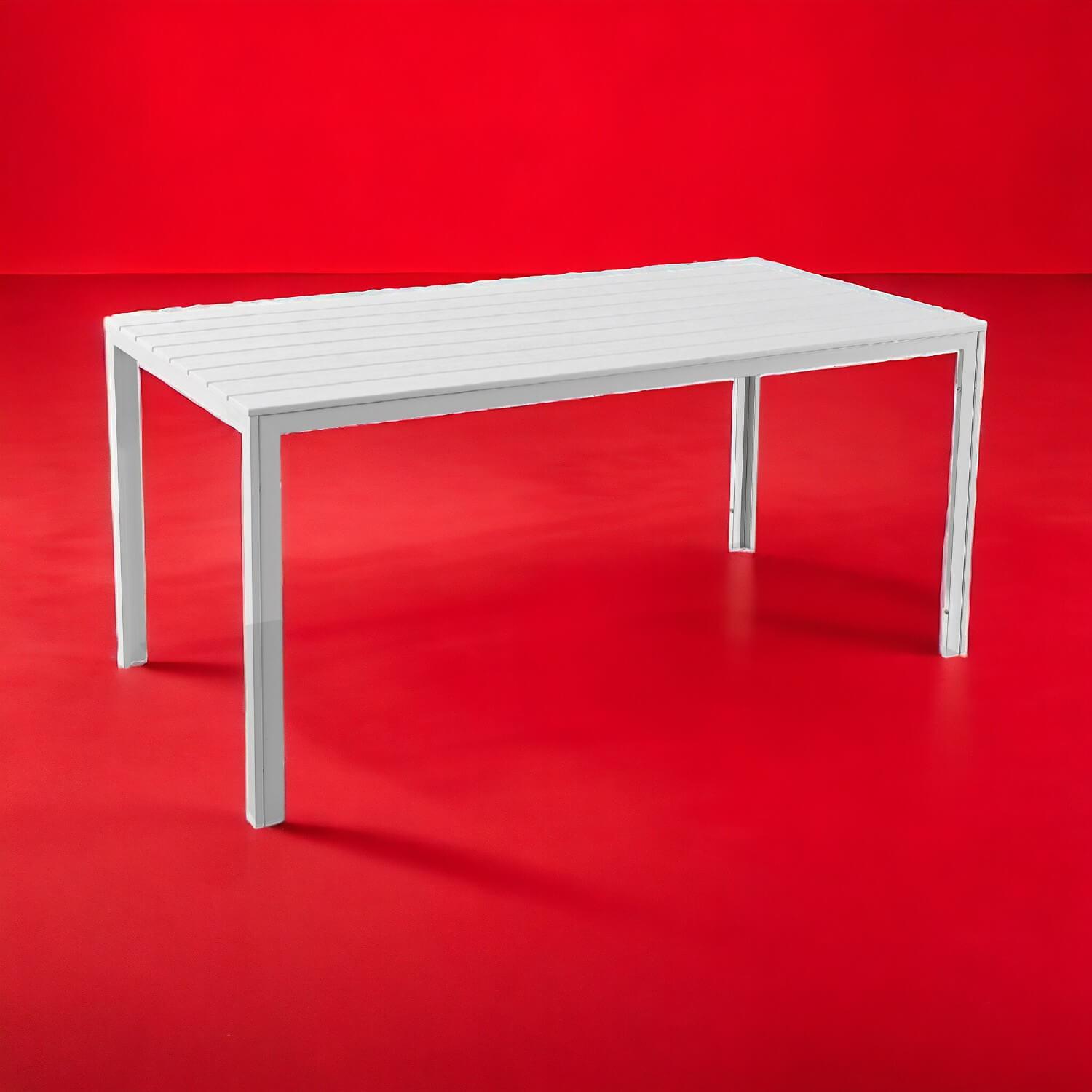 MESA TERRAZA NORTHWEST NW-DM02 POLYWOOD IMPERMEABLE 156X78CM BLANCO ACERO - 5