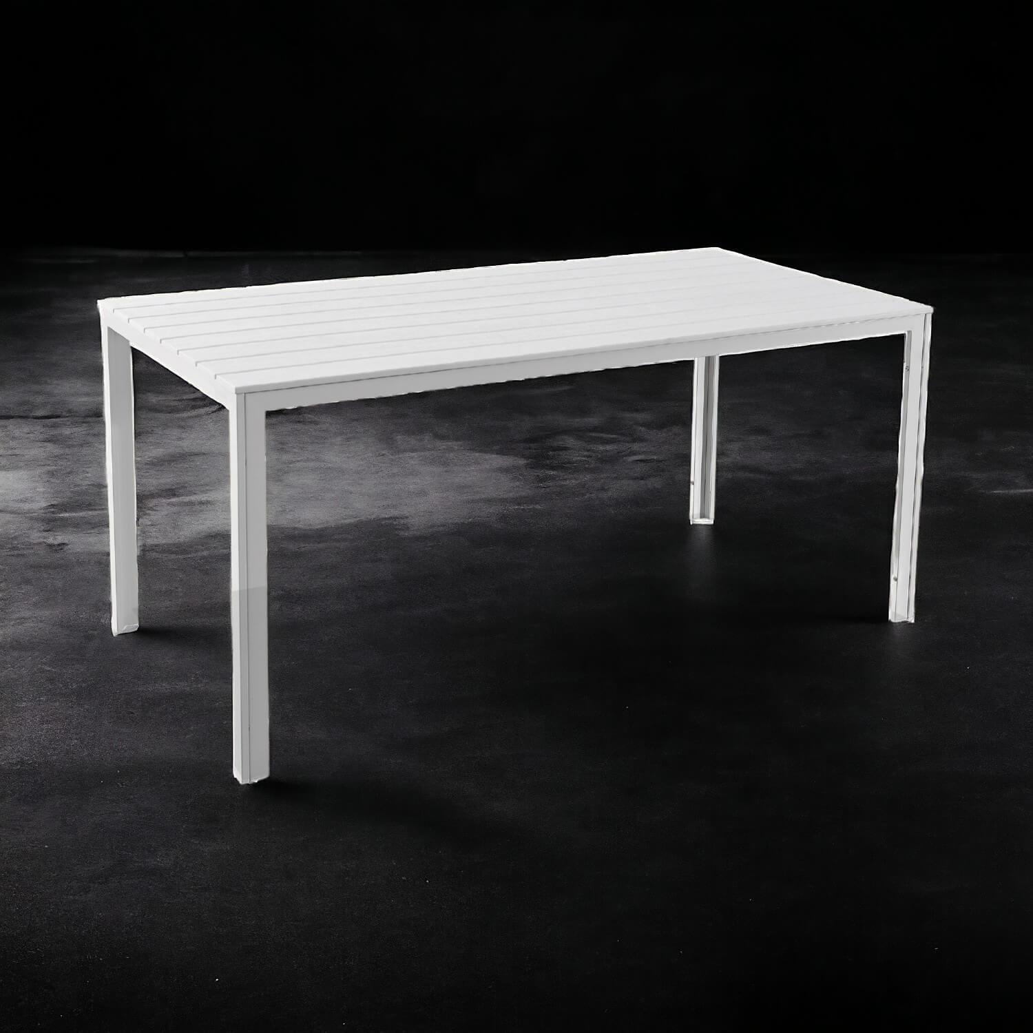 MESA TERRAZA NORTHWEST NW-DM02 POLYWOOD IMPERMEABLE 156X78CM BLANCO ACERO - 6