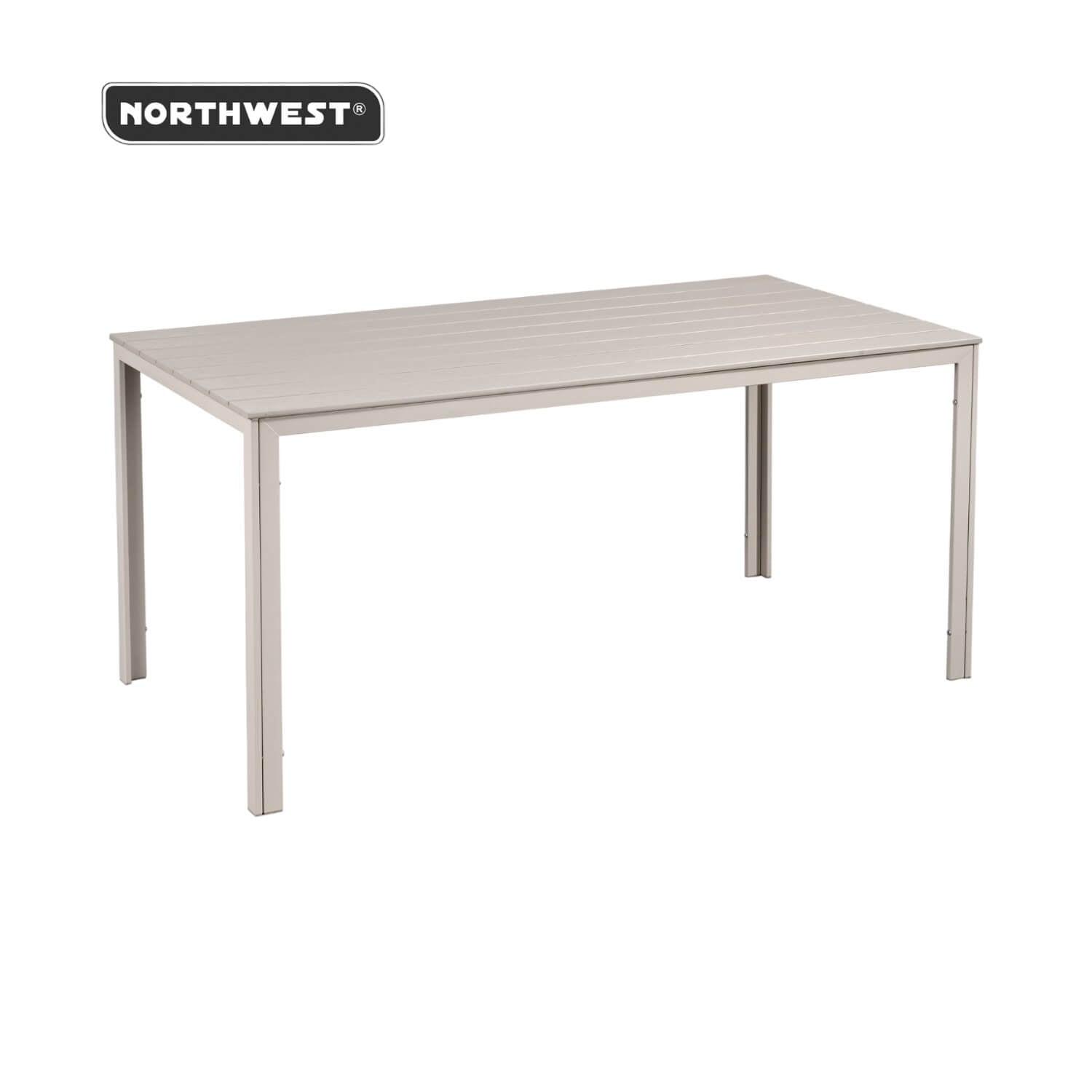 MESA TERRAZA NORTHWEST NW-DM01 POLYWOOD IMPERMEABLE 156X78CM BEIGE ACERO - 3