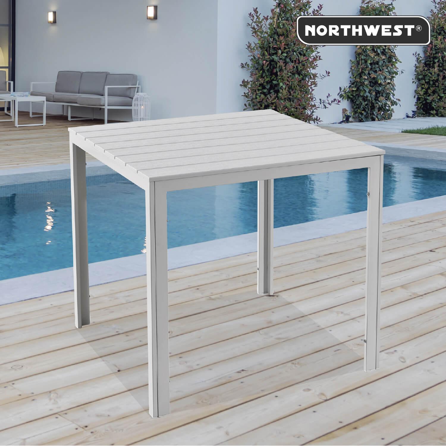 MESA TERRAZA NORTHWEST NW-CD02 POLYWOOD IMPERMEABLE 78X78CM BLANCO ACERO - 2
