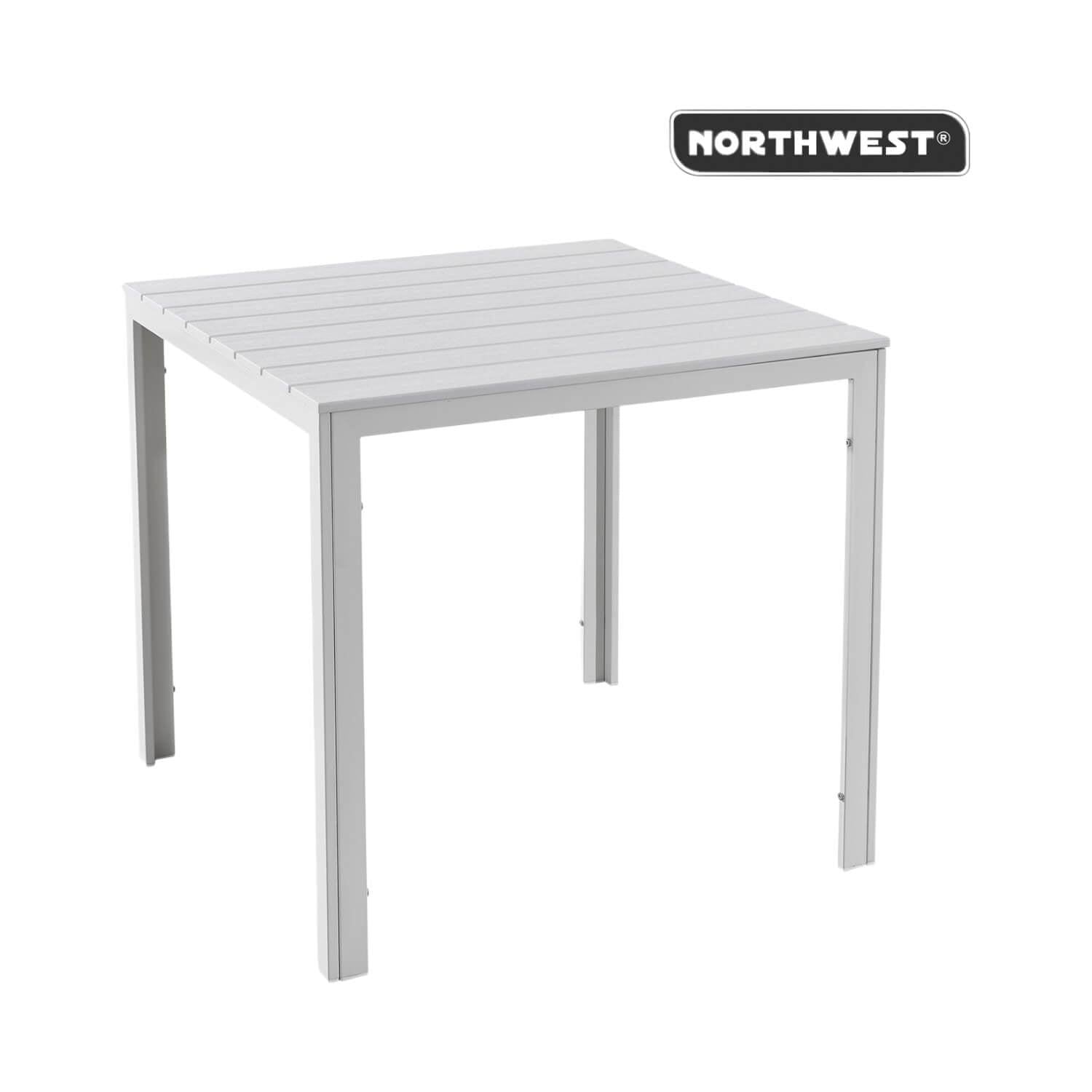 MESA TERRAZA NORTHWEST NW-CD02 POLYWOOD IMPERMEABLE 78X78CM BLANCO ACERO - 3