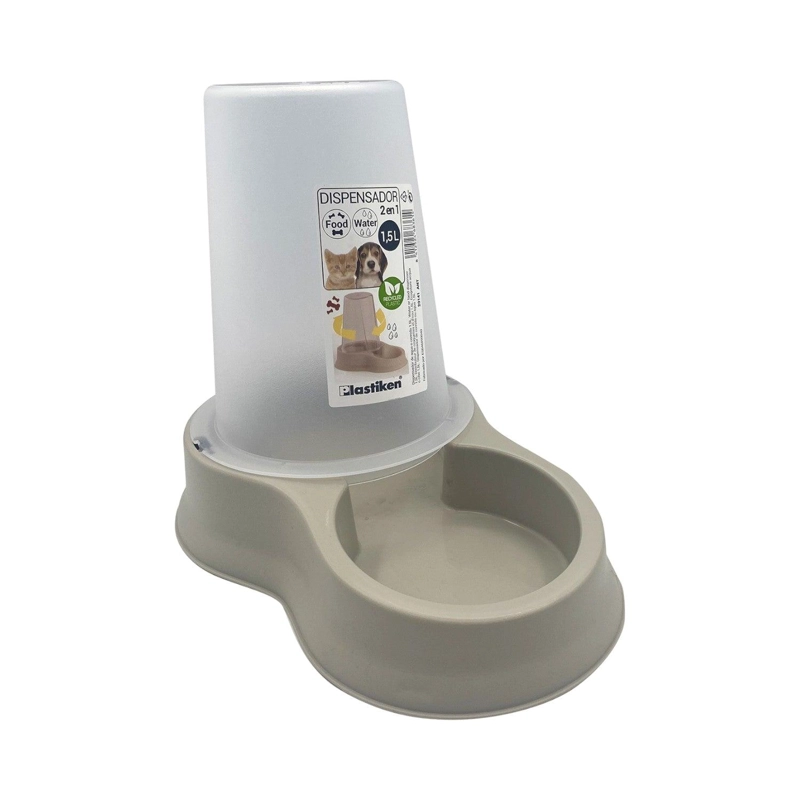 DISPENSADOR PERROS GATOS AGUA COMIDA PL20141_ECR PLASTIKEN 1.5 L BEIGE