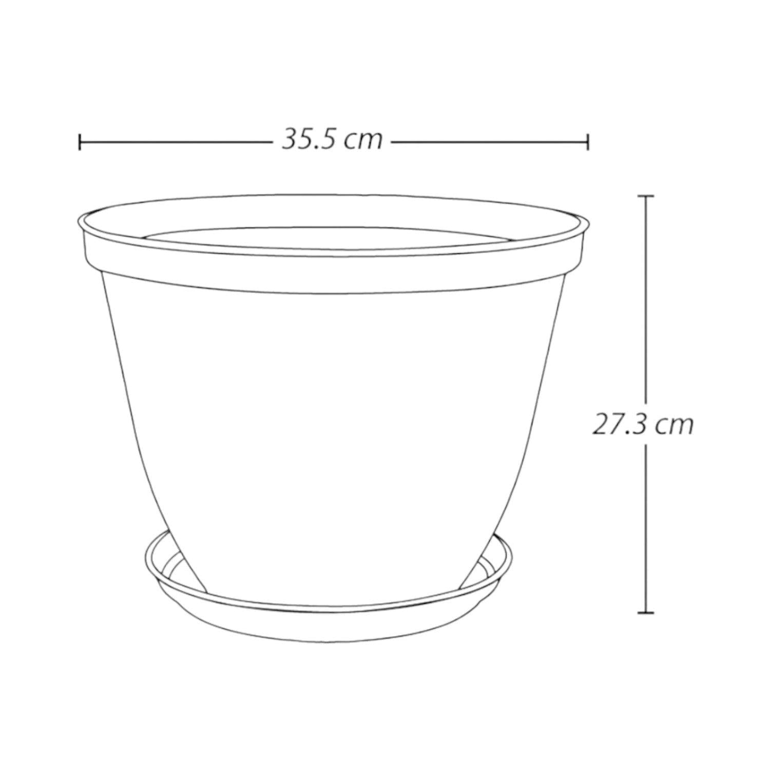 MACETERO PLASTICO TEXTURA CON BASE TERRACOTA 35 CM RIMAX - 2
