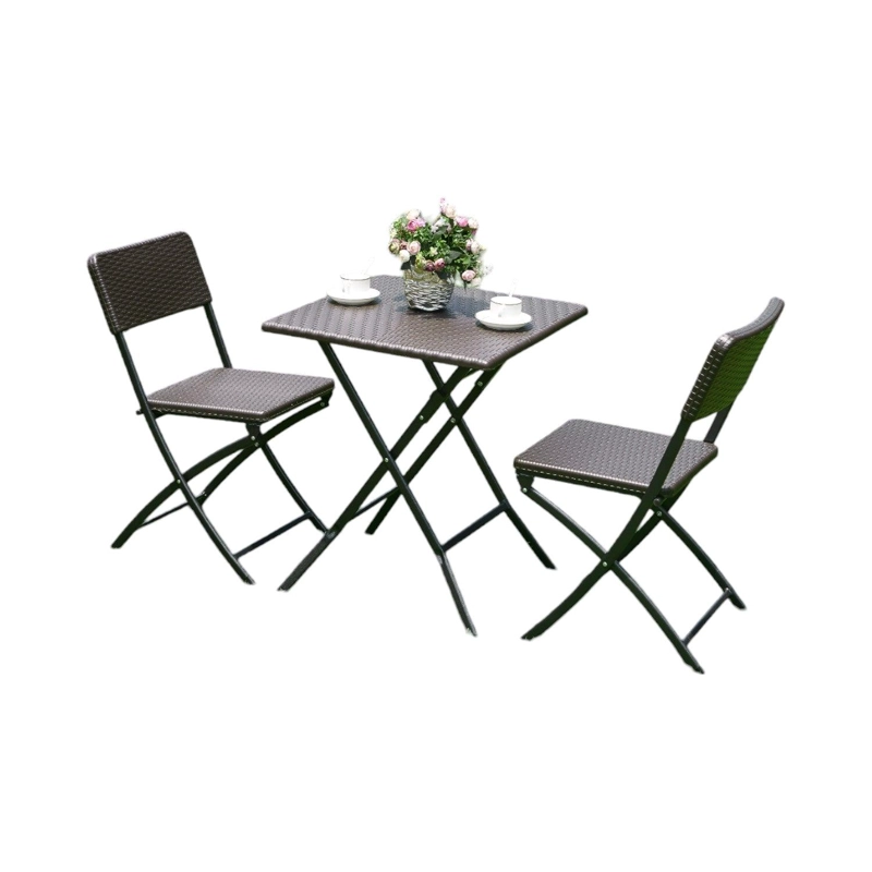 SET NORTHWEST ACERO CAFE 2 SILLAS + MESA CUADRADA PLEGABLE 62 CM RATTAN - 1