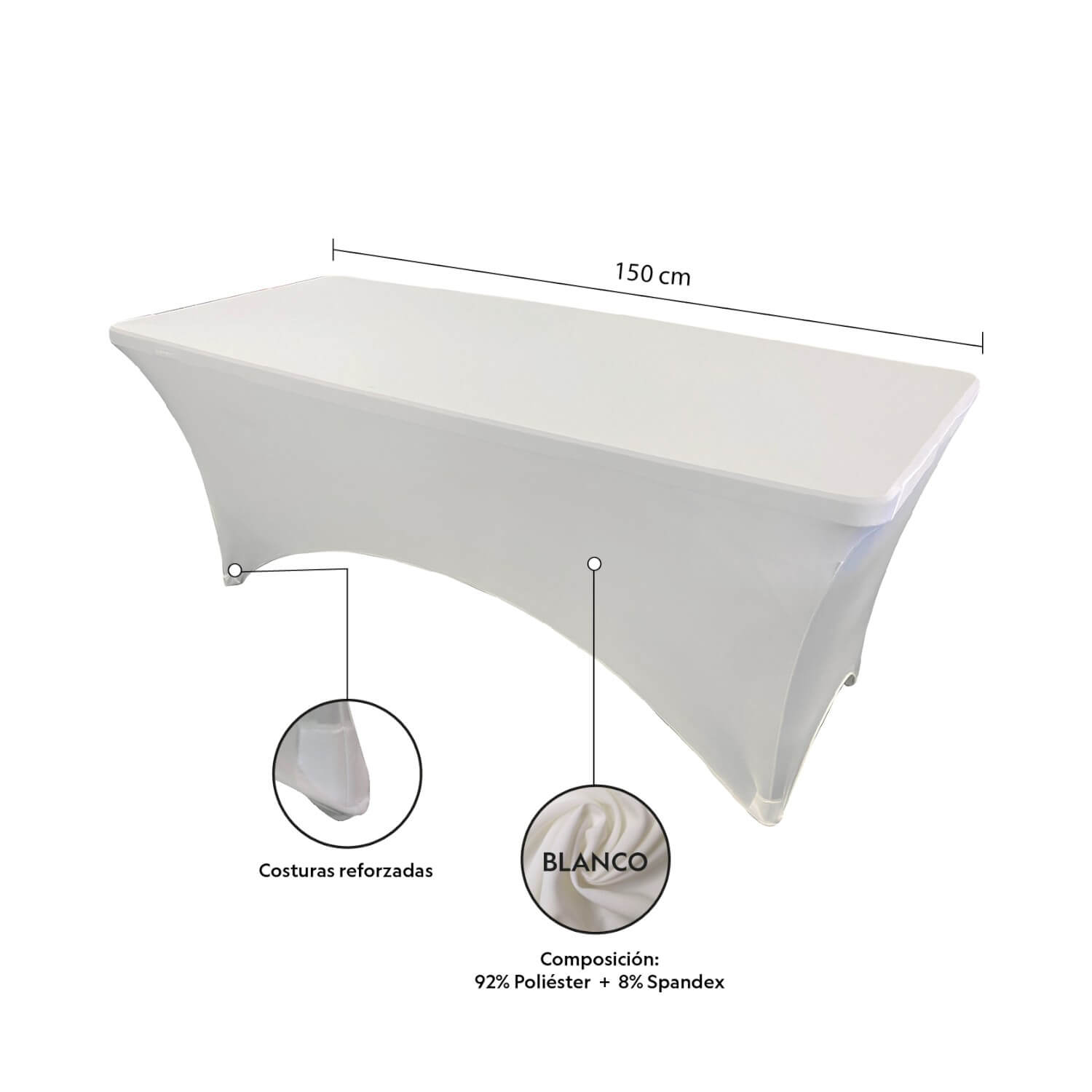 MANTEL NORTHWEST NW-COBL152 FORRO COBERTOR ELÁSTICO MESA 152CM - 2