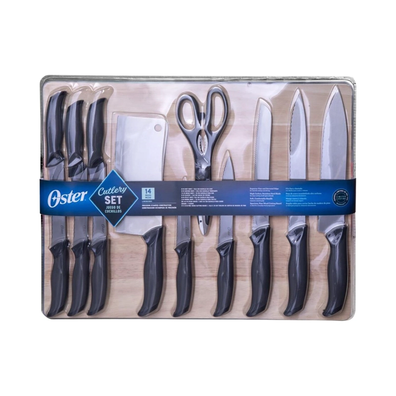 OSTER SET DE CUCHILLOS ACERO INOXIDABLE 14 PIEZAS + TABLA - 7