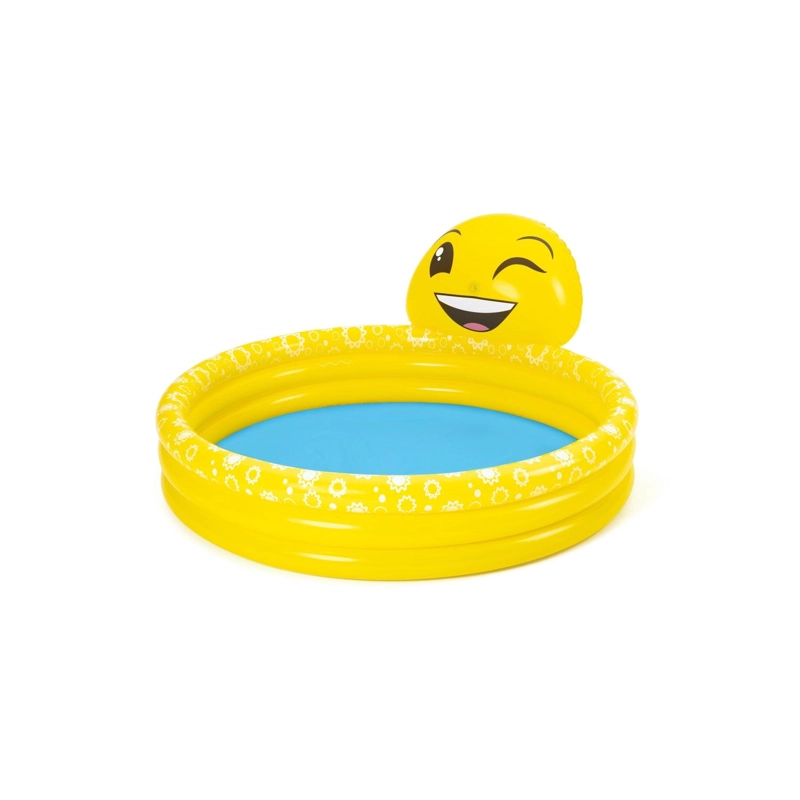 PISCINA INFLABLE BESTWAY 3 ANILLOS EMOJI LANZA AGUA 144X69 CM - 1