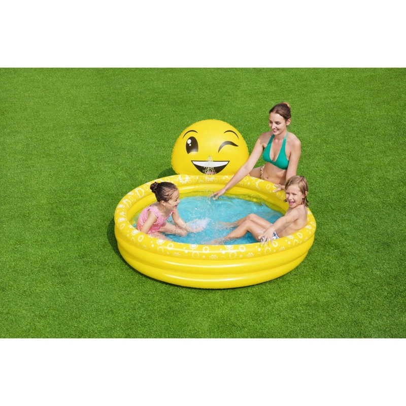 PISCINA INFLABLE BESTWAY 3 ANILLOS EMOJI LANZA AGUA 144X69 CM - 6