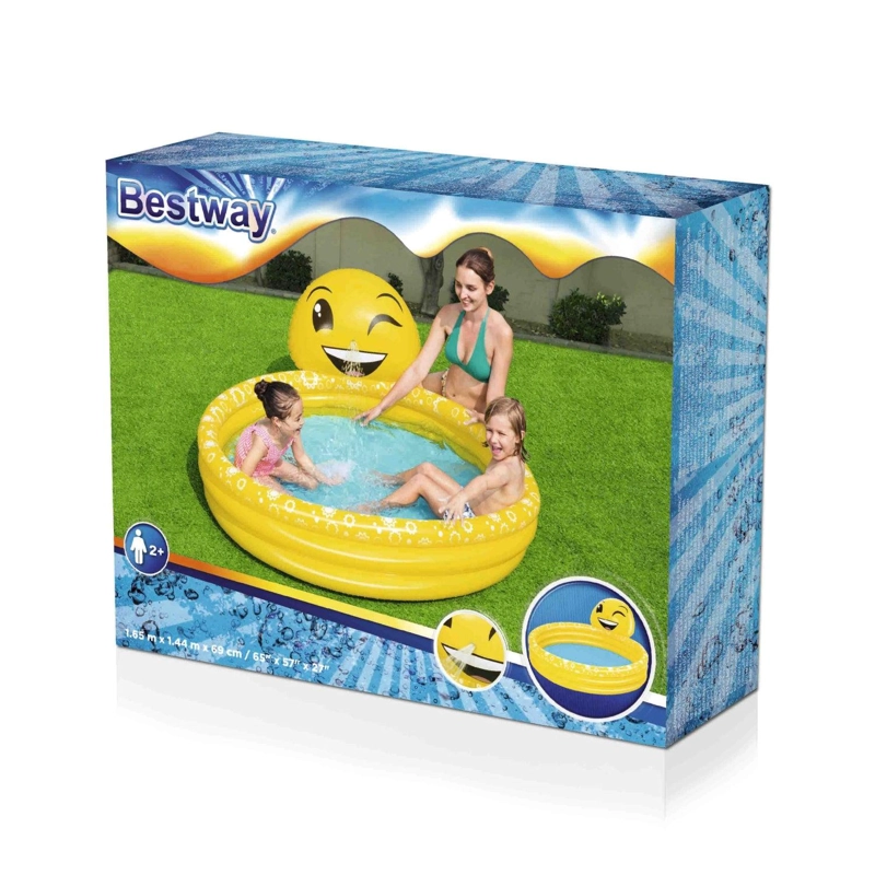 PISCINA INFLABLE BESTWAY 3 ANILLOS EMOJI LANZA AGUA 144X69 CM - 8