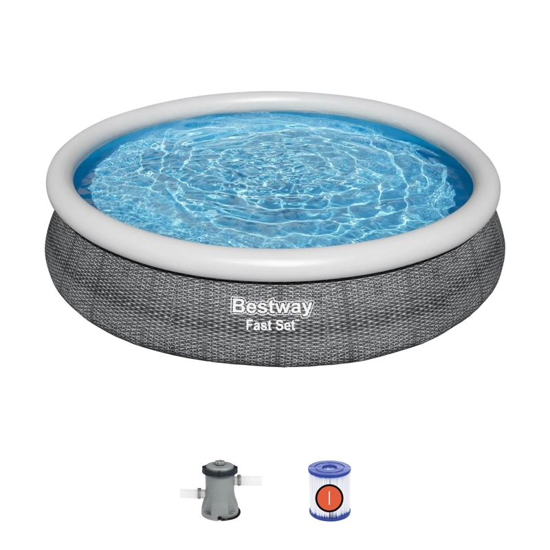PISCINA BESTWAY REDONDA FACIL ARMADO C/FILTRO GRIS 3.66MX76C - 1
