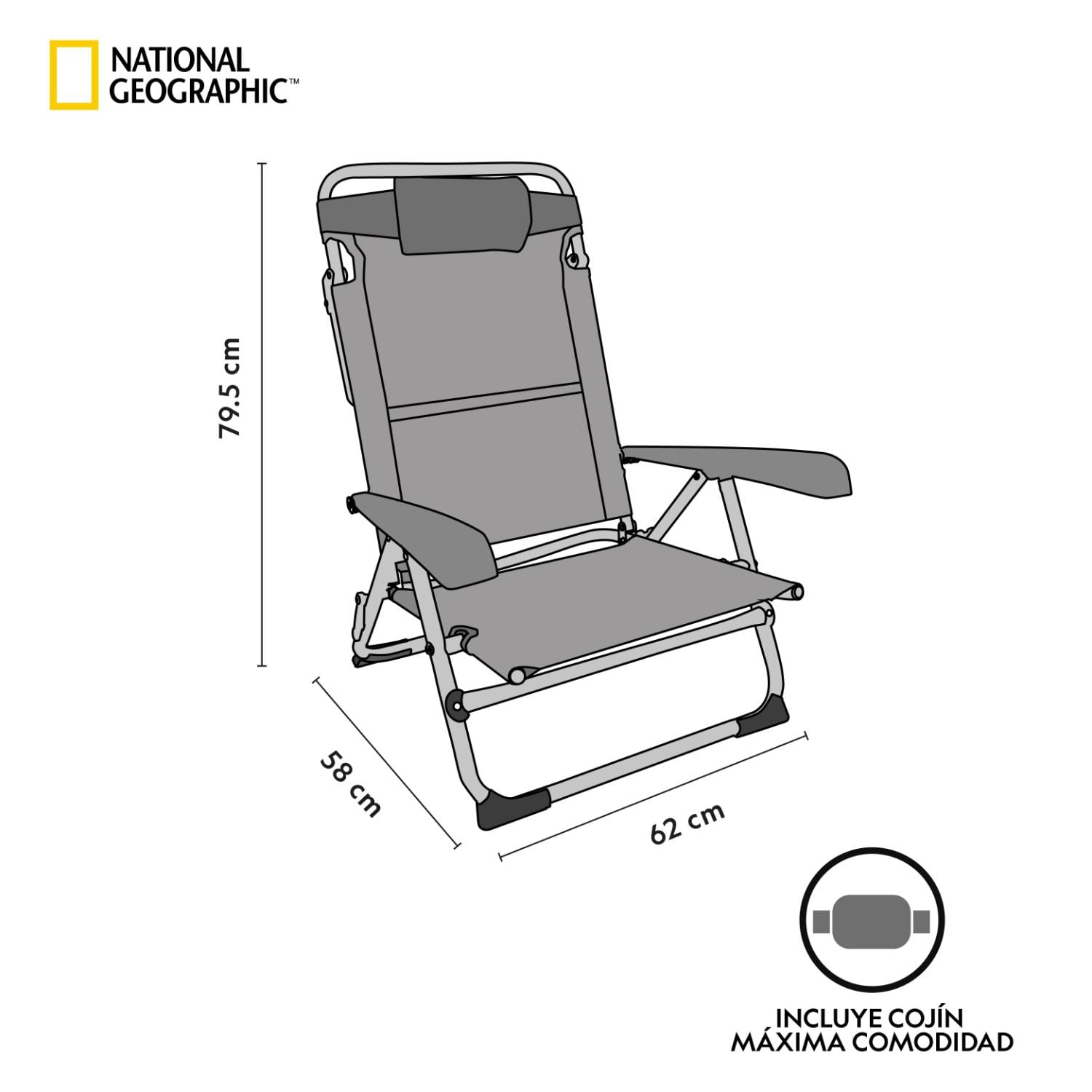 SILLA PLEGABLE PLAYA ALMOHADA VERMONT AZUL NATIONAL GEOGRAPHIC - 3