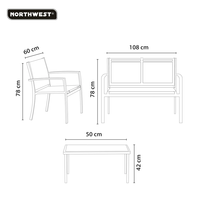 JUEGO SET LIVING TERRAZA SICILIA 4 PERSONAS NORTHWEST - 2