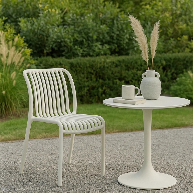 SILLA PLASTICO APILABLE DECO BREMEN BLANCA ESCANDINAVIA - 6