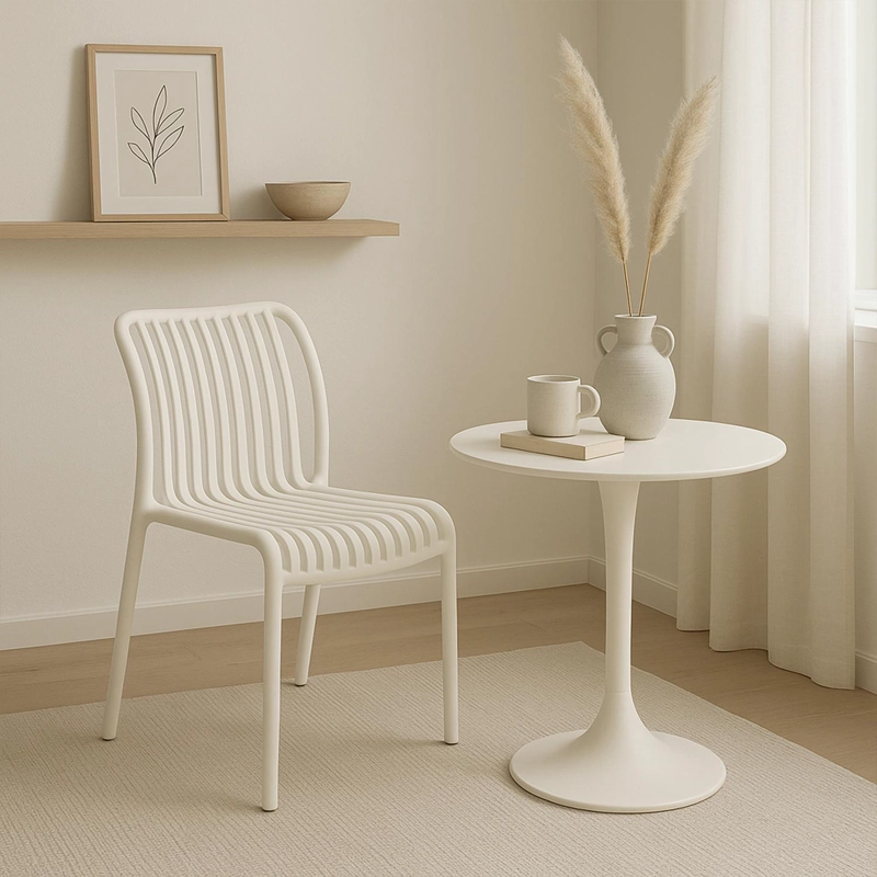 SILLA PLASTICO APILABLE DECO BREMEN BLANCA ESCANDINAVIA - 8