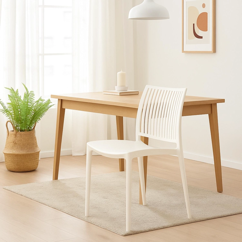 SILLA PLASTICO APILABLE DECO NORUEGA BLANCA ESCANDINAVIA - 3