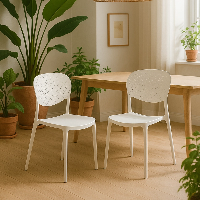 SILLA PLASTICO APILABLE DECO HAMBURG BLANCA ESCANDINAVIA - 2
